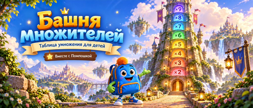 Башня множителей — таблица умножения для детей с Помпошкой